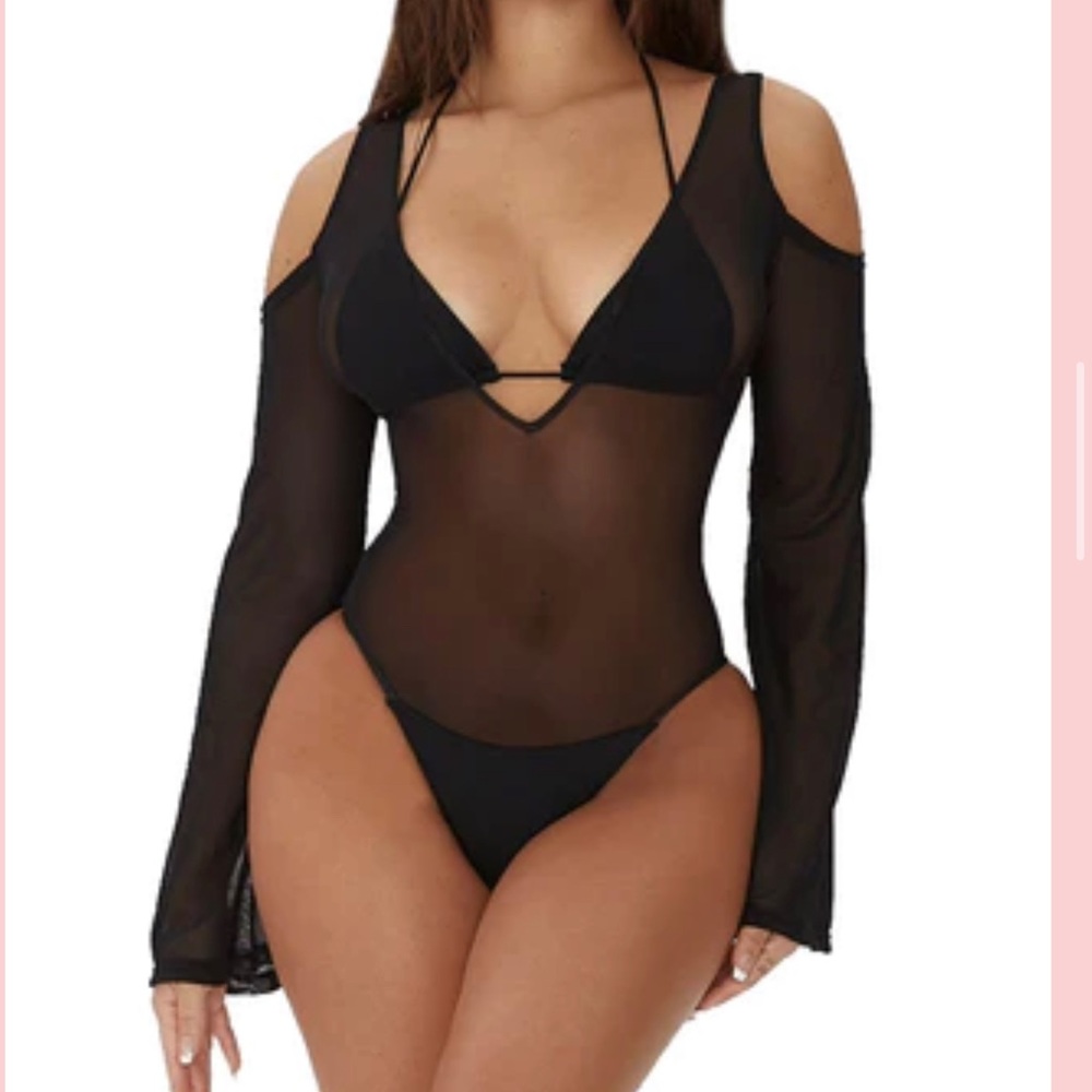Black swim suit with cover up